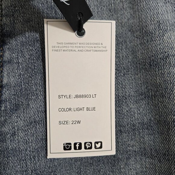 Judy Blue Mid Rise Tummy Control Raw Hem Crop Wide Leg Jean - Size 22W - Picture 10 of 14